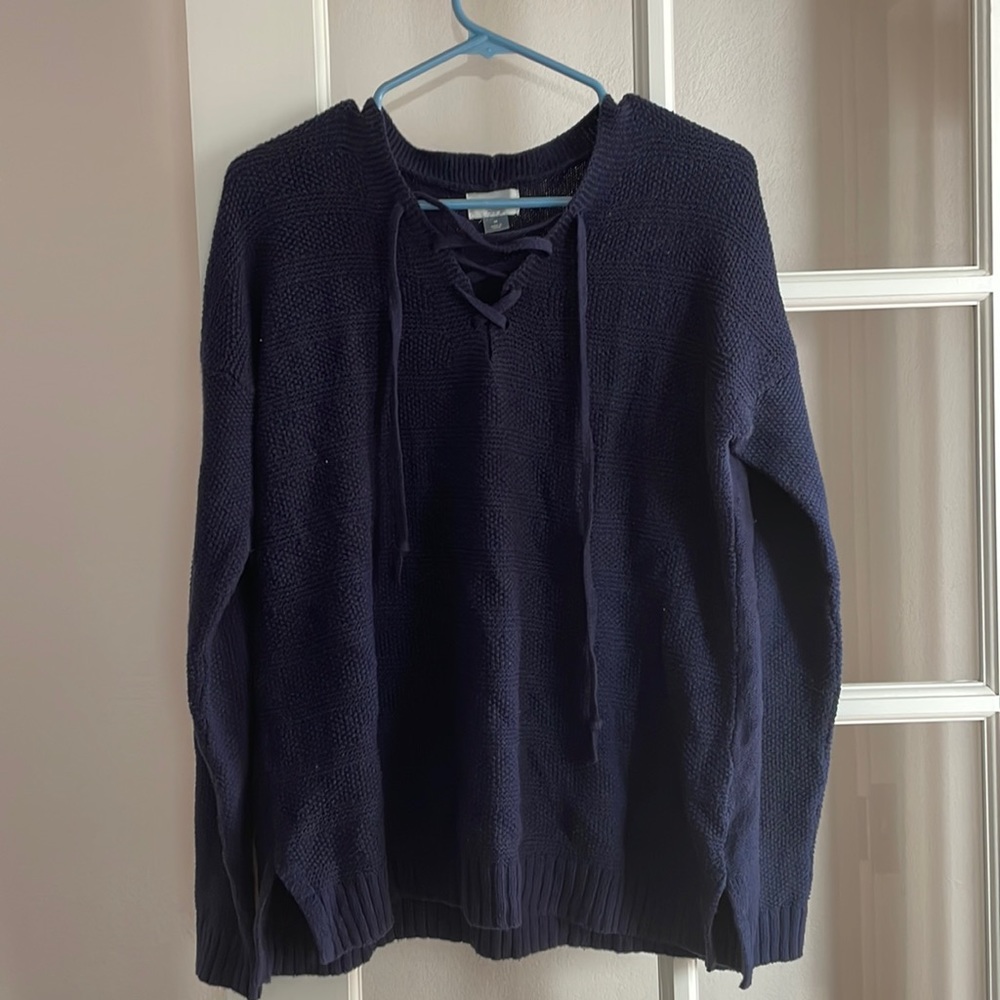 Navy blue knit sweater
